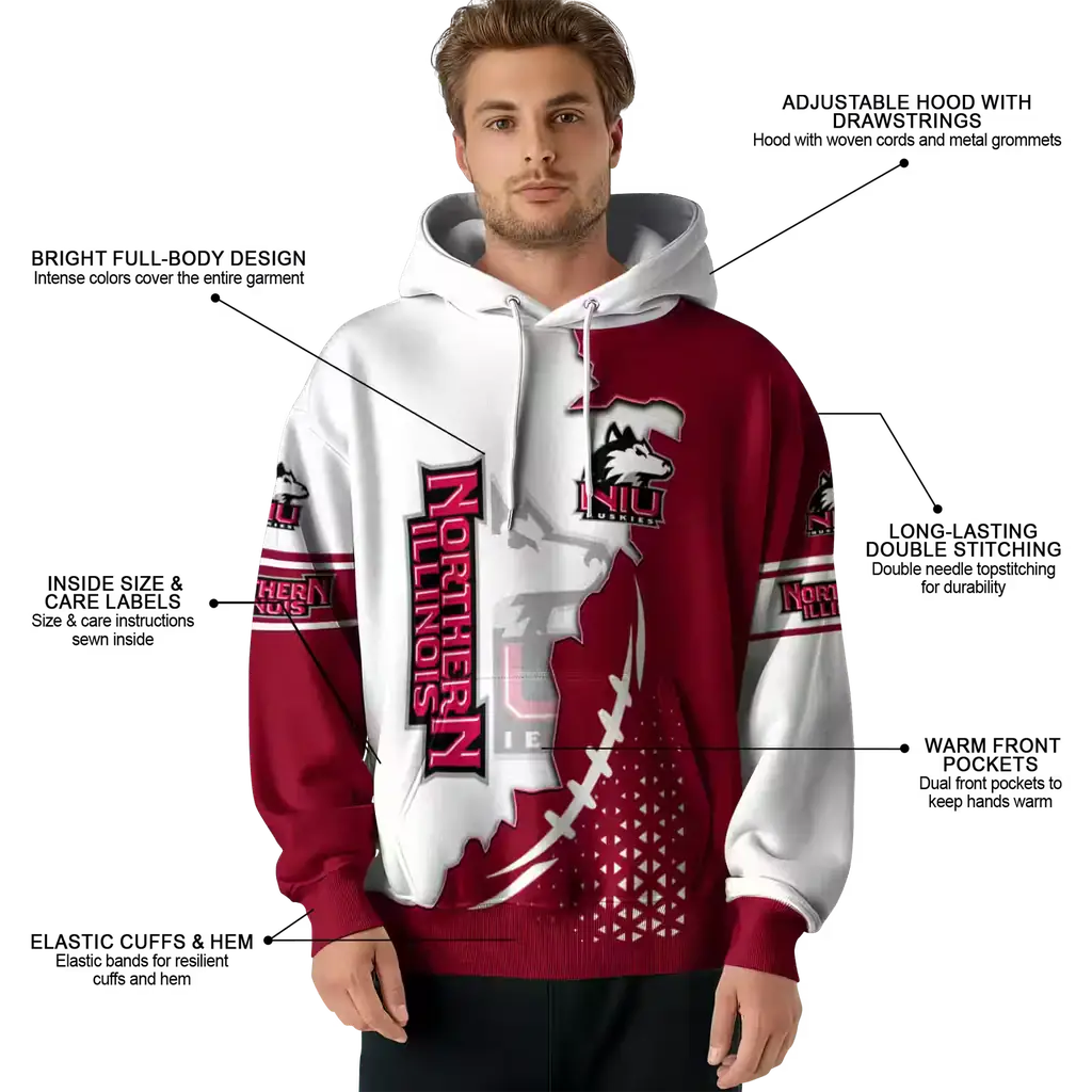 northern illinois huskies triangular pattern red white hoodie latest model northern illinois huskies triangular pattern red white hoodie latest model
