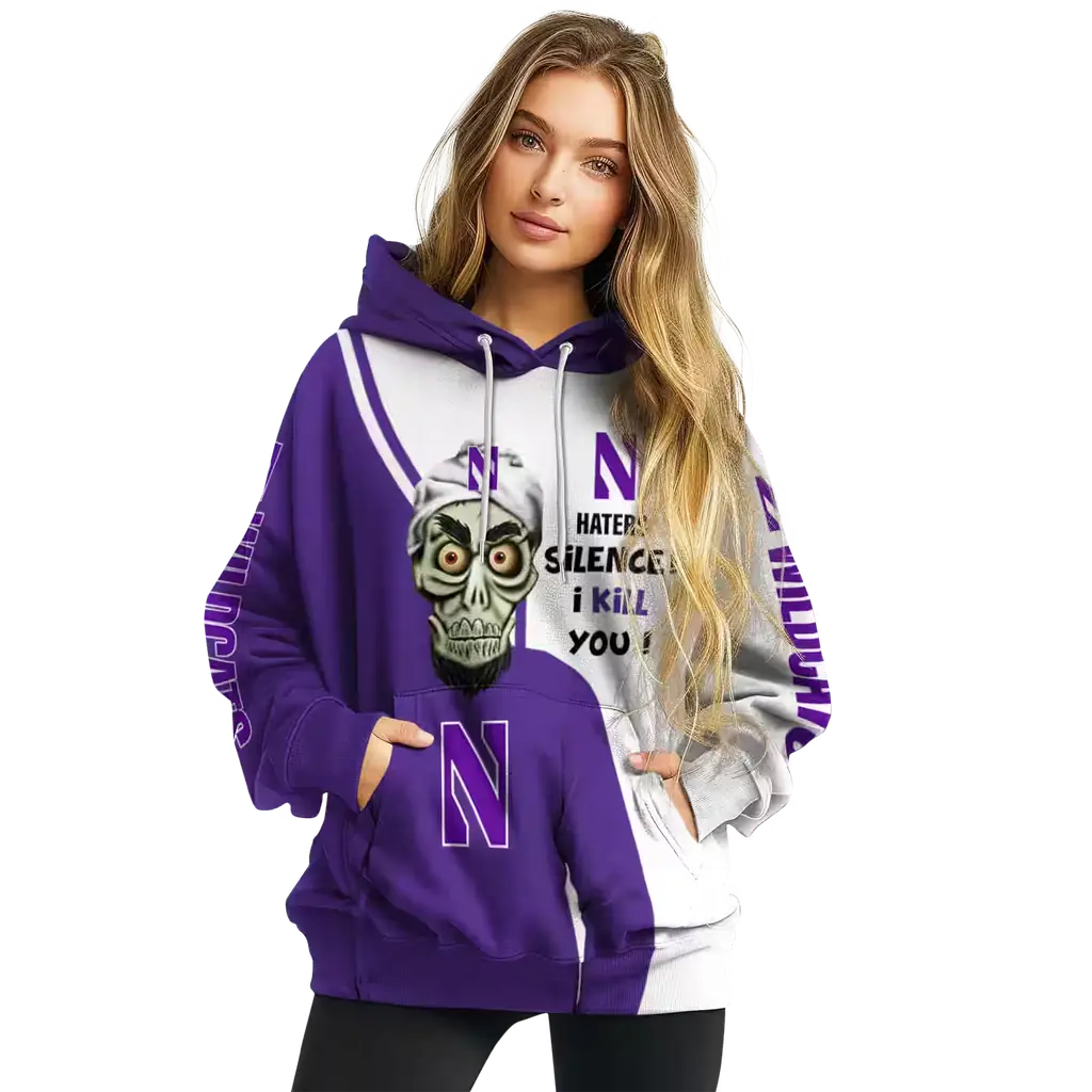 northwestern wildcats achmed skull purple hoodie high quality northwestern wildcats achmed skull purple hoodie high quality