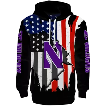 northwestern wildcats american pride black hoodie best selling