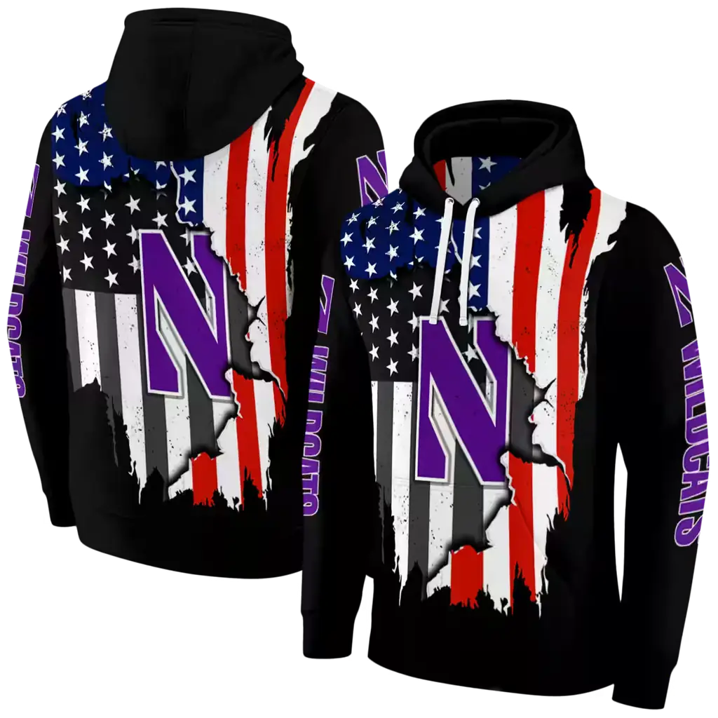 northwestern wildcats american pride black hoodie fashion forward northwestern wildcats american pride black hoodie fashion forward