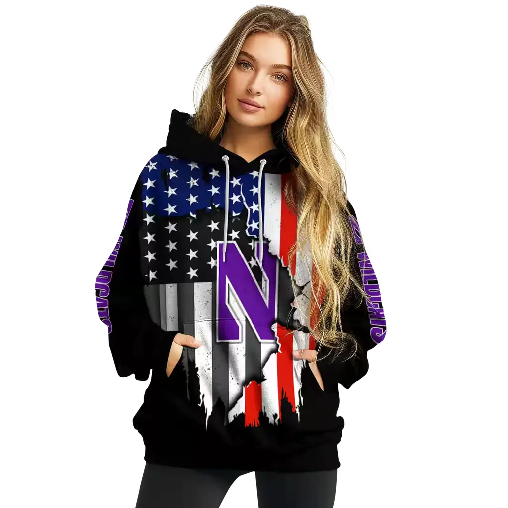 northwestern wildcats american pride black hoodie high quality northwestern wildcats american pride black hoodie high quality