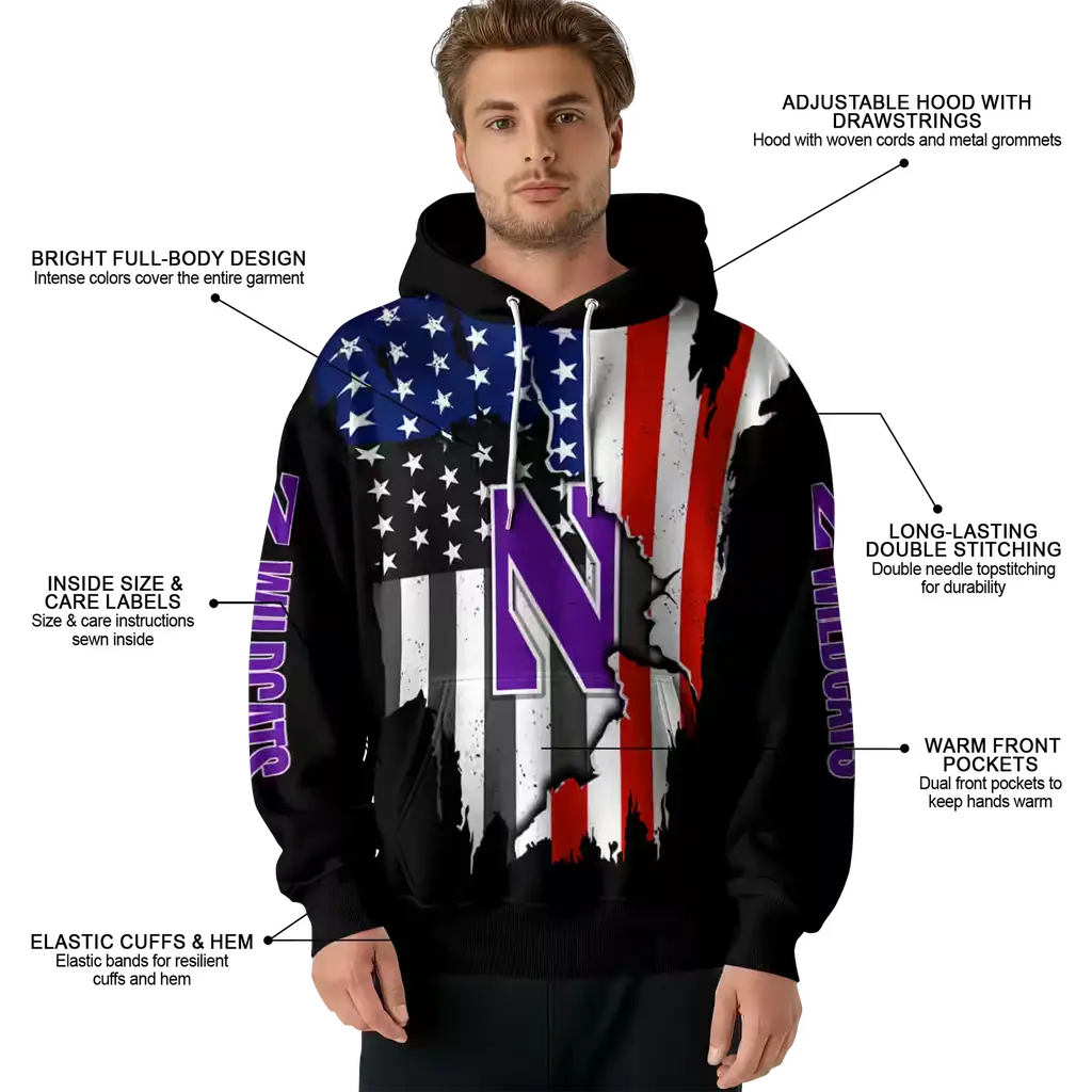 northwestern wildcats american pride black hoodie latest model northwestern wildcats american pride black hoodie latest model