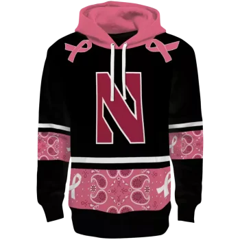 northwestern wildcats awareness ribbon black pink hoodie best selling