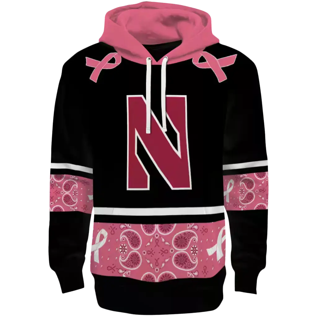northwestern wildcats awareness ribbon black pink hoodie best selling northwestern wildcats awareness ribbon black pink hoodie best selling
