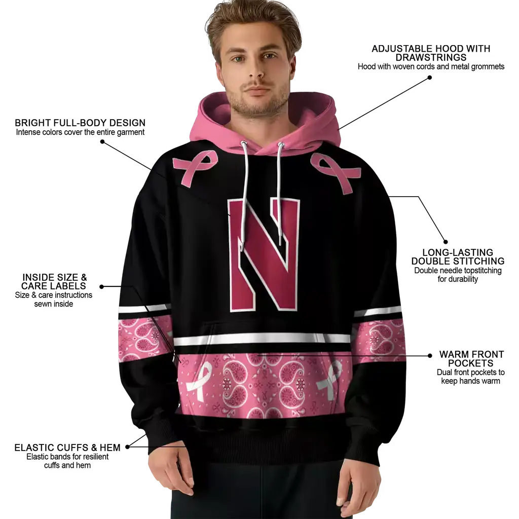 northwestern wildcats awareness ribbon black pink hoodie latest model northwestern wildcats awareness ribbon black pink hoodie latest model