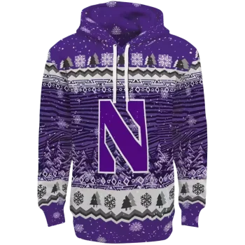 northwestern wildcats christmas trees purple hoodie best selling