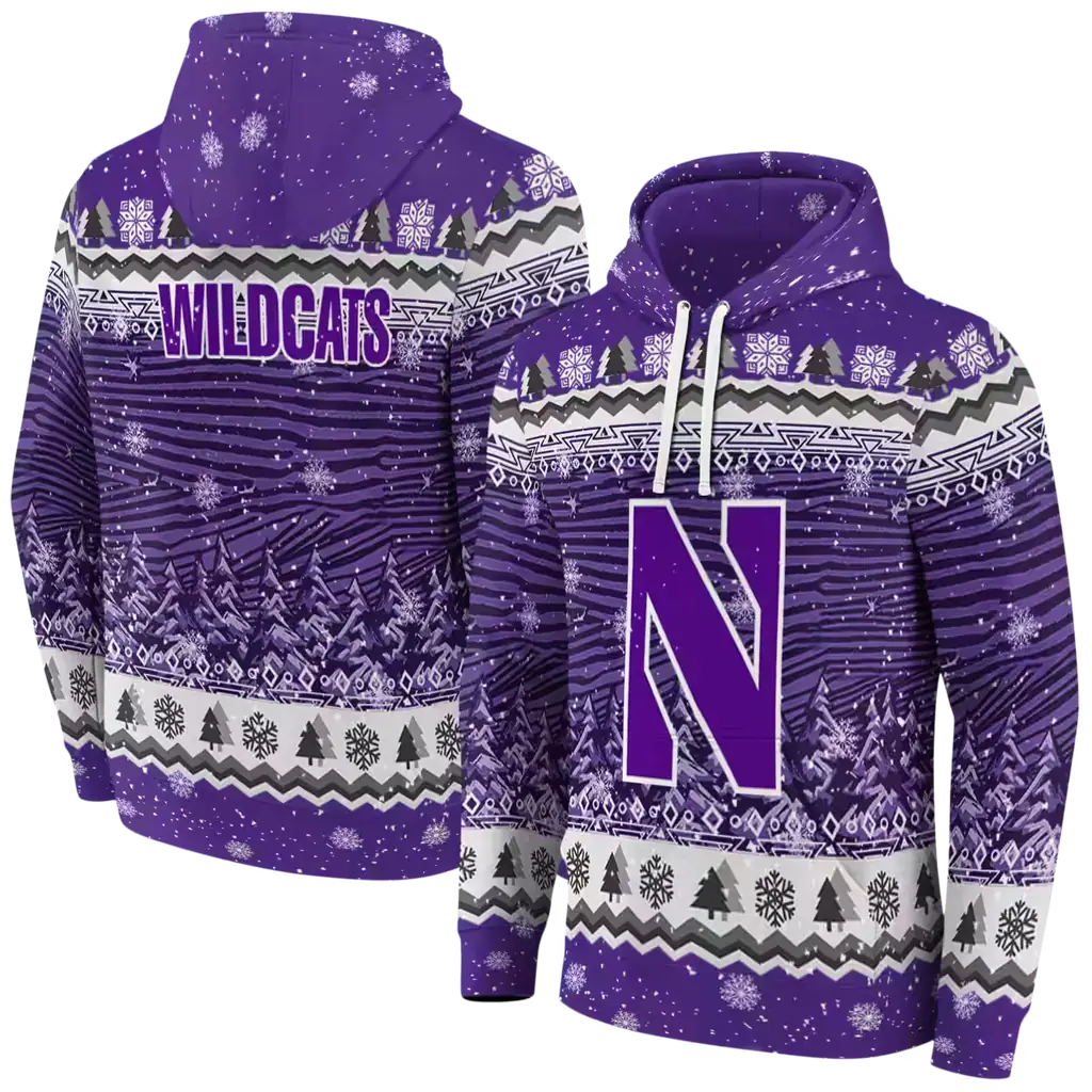 northwestern wildcats christmas trees purple hoodie fashion forward northwestern wildcats christmas trees purple hoodie fashion forward