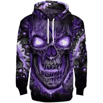 northwestern wildcats demonic skull purple black hoodie best selling