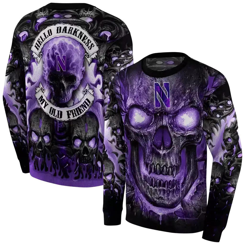 northwestern wildcats demonic skull purple black hoodie premium grade northwestern wildcats demonic skull purple black hoodie premium grade