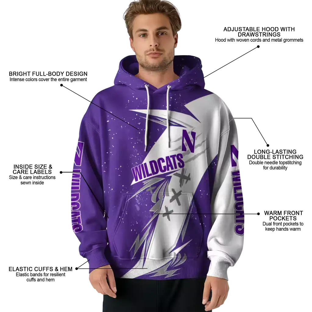 northwestern wildcats dynamic slash purple white hoodie latest model northwestern wildcats dynamic slash purple white hoodie latest model