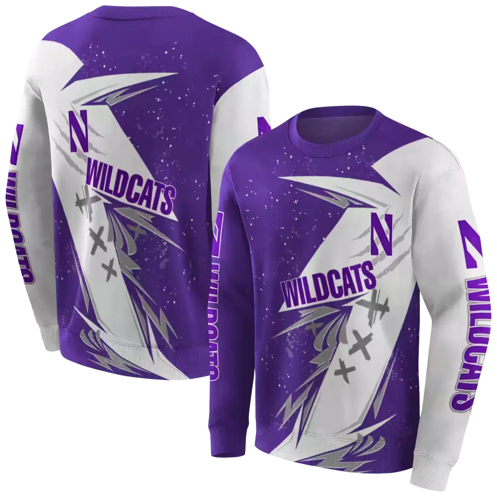 northwestern wildcats dynamic slash purple white hoodie premium grade northwestern wildcats dynamic slash purple white hoodie premium grade