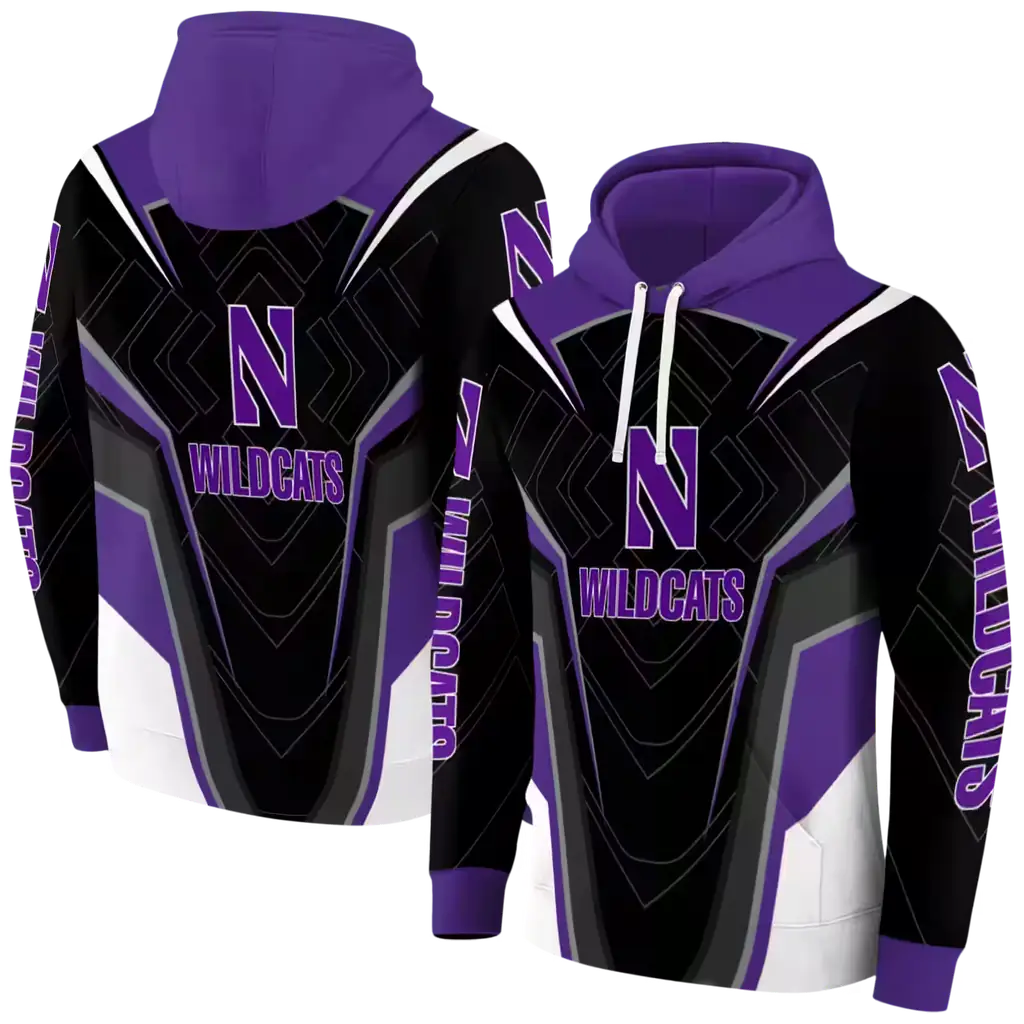 northwestern wildcats futuristic pattern purple black hoodie fashion forward northwestern wildcats futuristic pattern purple black hoodie fashion forward