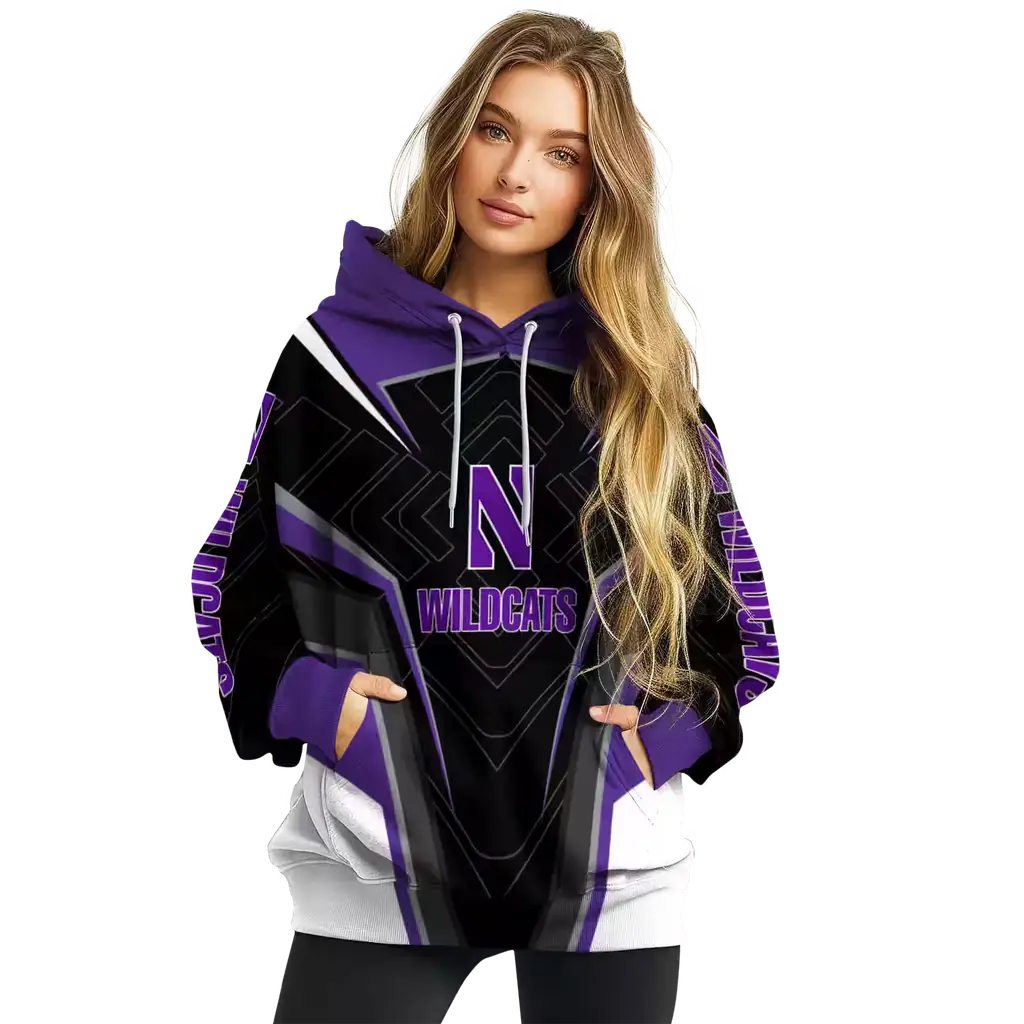 northwestern wildcats futuristic pattern purple black hoodie high quality northwestern wildcats futuristic pattern purple black hoodie high quality