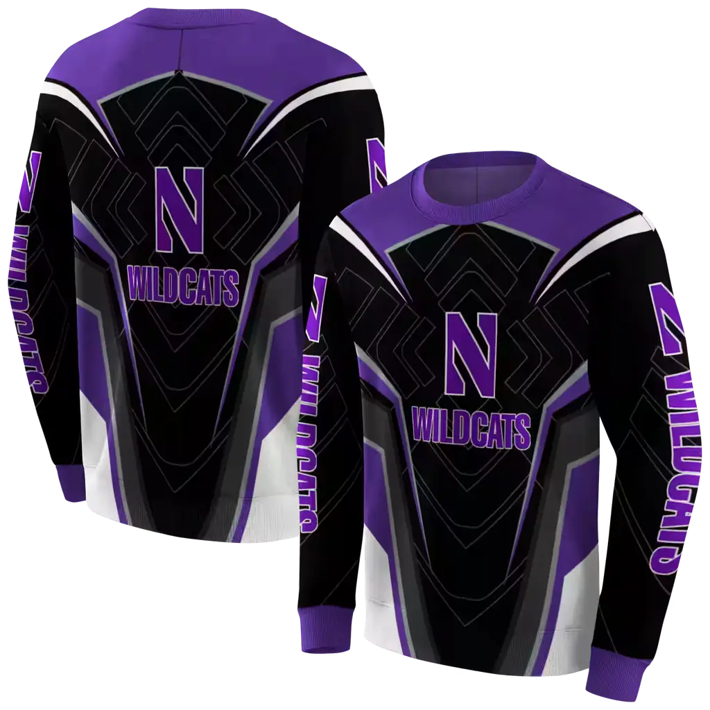 northwestern wildcats futuristic pattern purple black hoodie premium grade northwestern wildcats futuristic pattern purple black hoodie premium grade