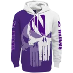 northwestern wildcats graphic punisher purple white hoodie best selling