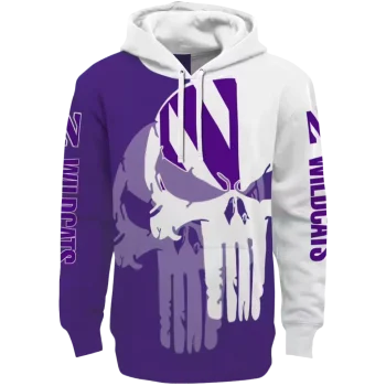 northwestern wildcats graphic punisher purple white hoodie best selling