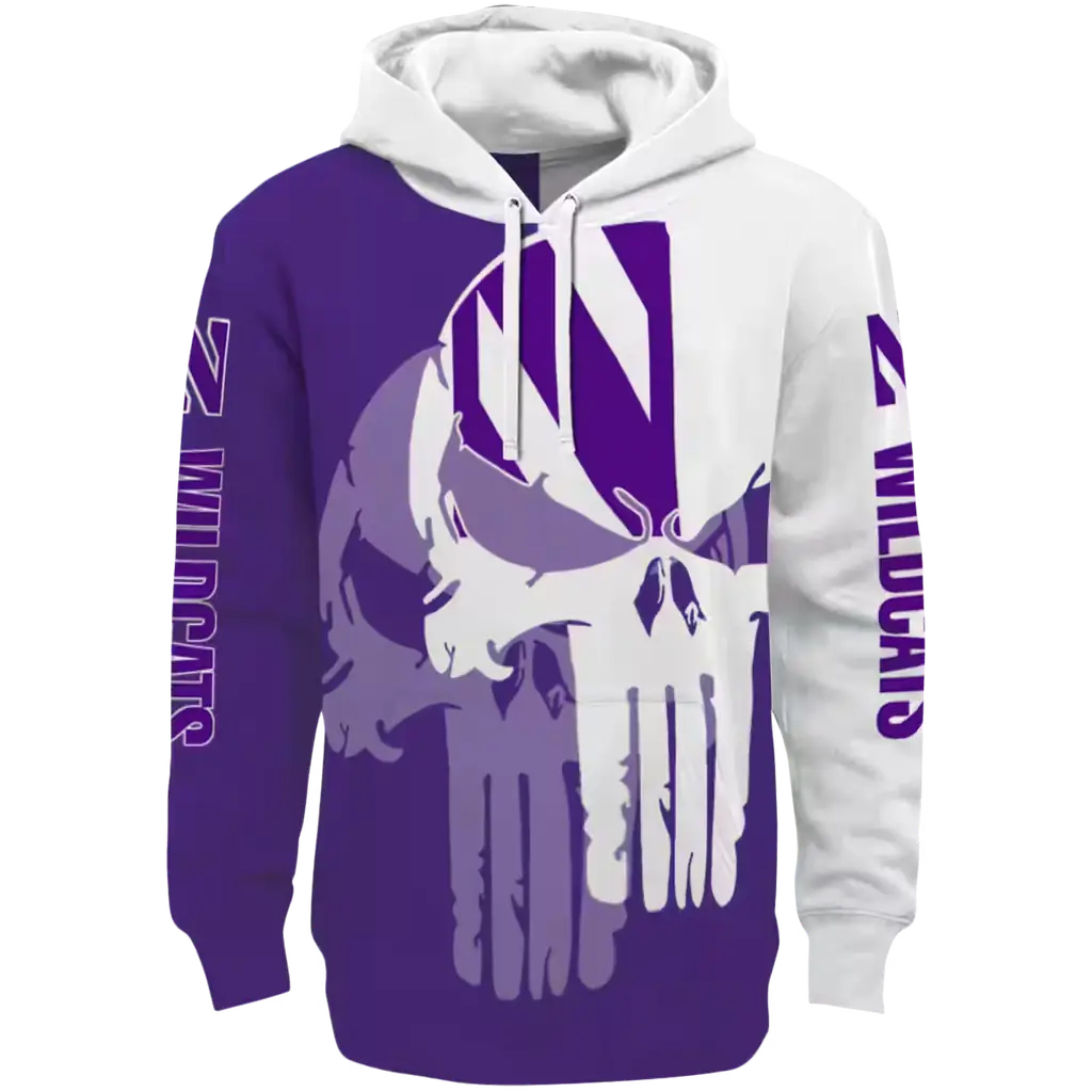 northwestern wildcats graphic punisher purple white hoodie best selling northwestern wildcats graphic punisher purple white hoodie best selling