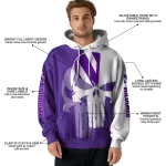 northwestern wildcats graphic punisher purple white hoodie best selling