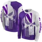 northwestern wildcats graphic punisher purple white hoodie best selling