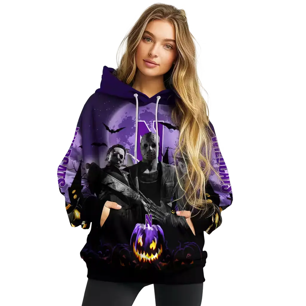northwestern wildcats halloween vibes purple black hoodie high quality northwestern wildcats halloween vibes purple black hoodie high quality