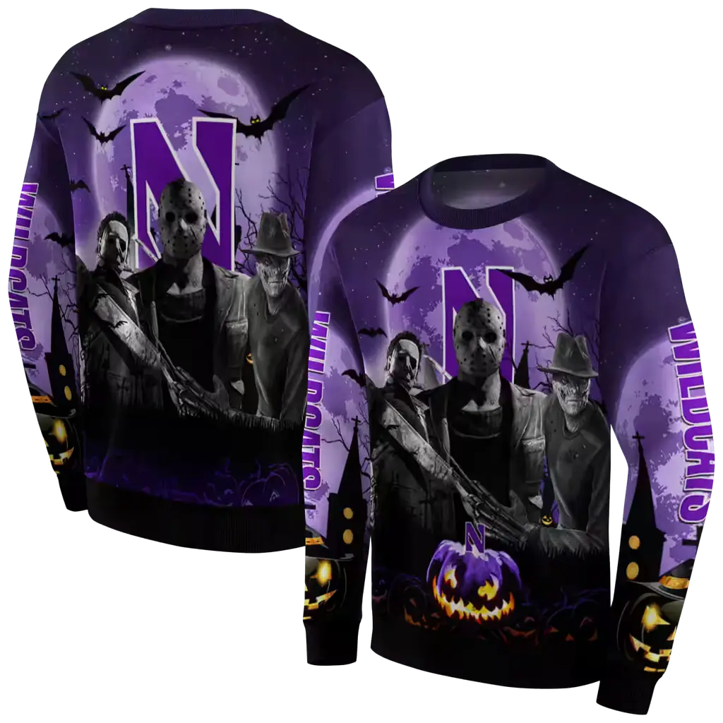 northwestern wildcats halloween vibes purple black hoodie premium grade northwestern wildcats halloween vibes purple black hoodie premium grade