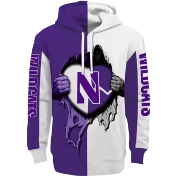 northwestern wildcats heartbeat graphic purple hoodie best selling