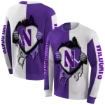 northwestern wildcats heartbeat graphic purple hoodie best selling