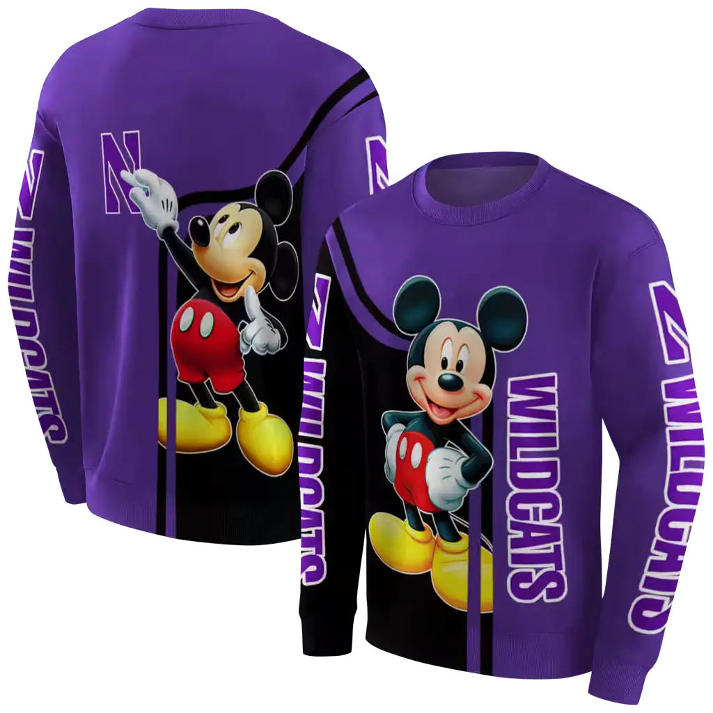northwestern wildcats mickey mouse purple black hoodie premium grade northwestern wildcats mickey mouse purple black hoodie premium grade