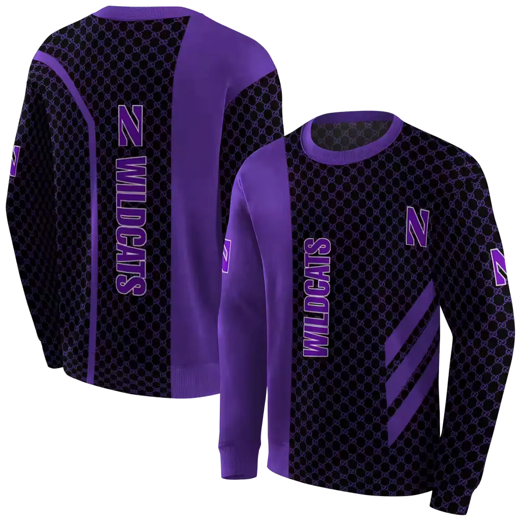 northwestern wildcats monogram pattern purple hoodie premium grade northwestern wildcats monogram pattern purple hoodie premium grade