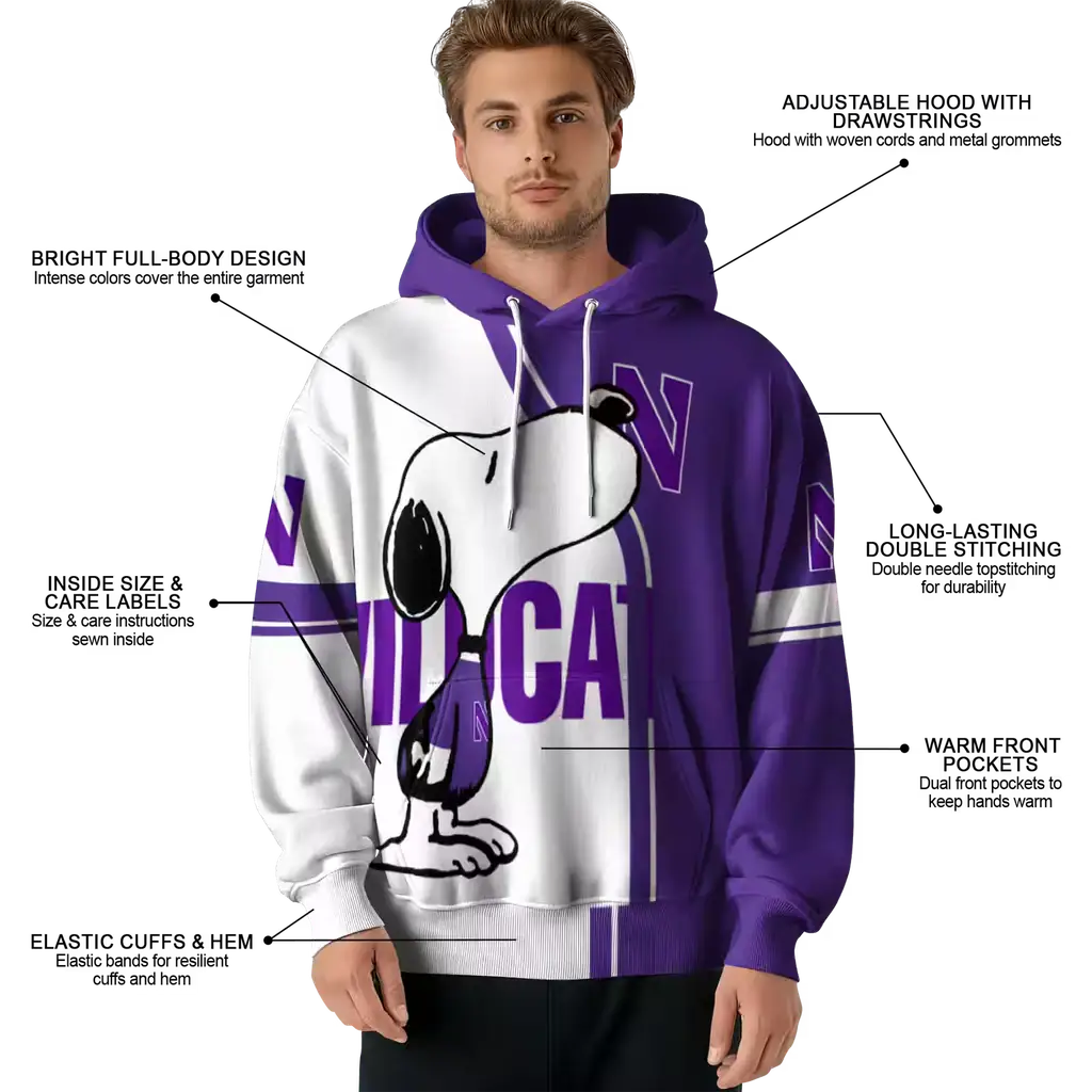 northwestern wildcats playful snoopy purple hoodie latest model northwestern wildcats playful snoopy purple hoodie latest model