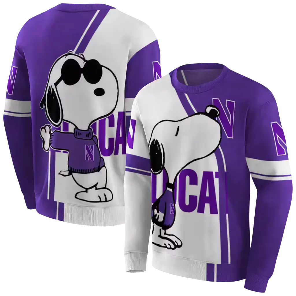 northwestern wildcats playful snoopy purple hoodie premium grade northwestern wildcats playful snoopy purple hoodie premium grade