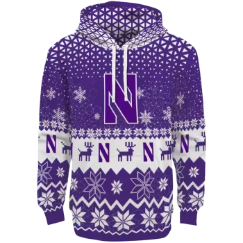 northwestern wildcats reindeer motif purple hoodie best selling