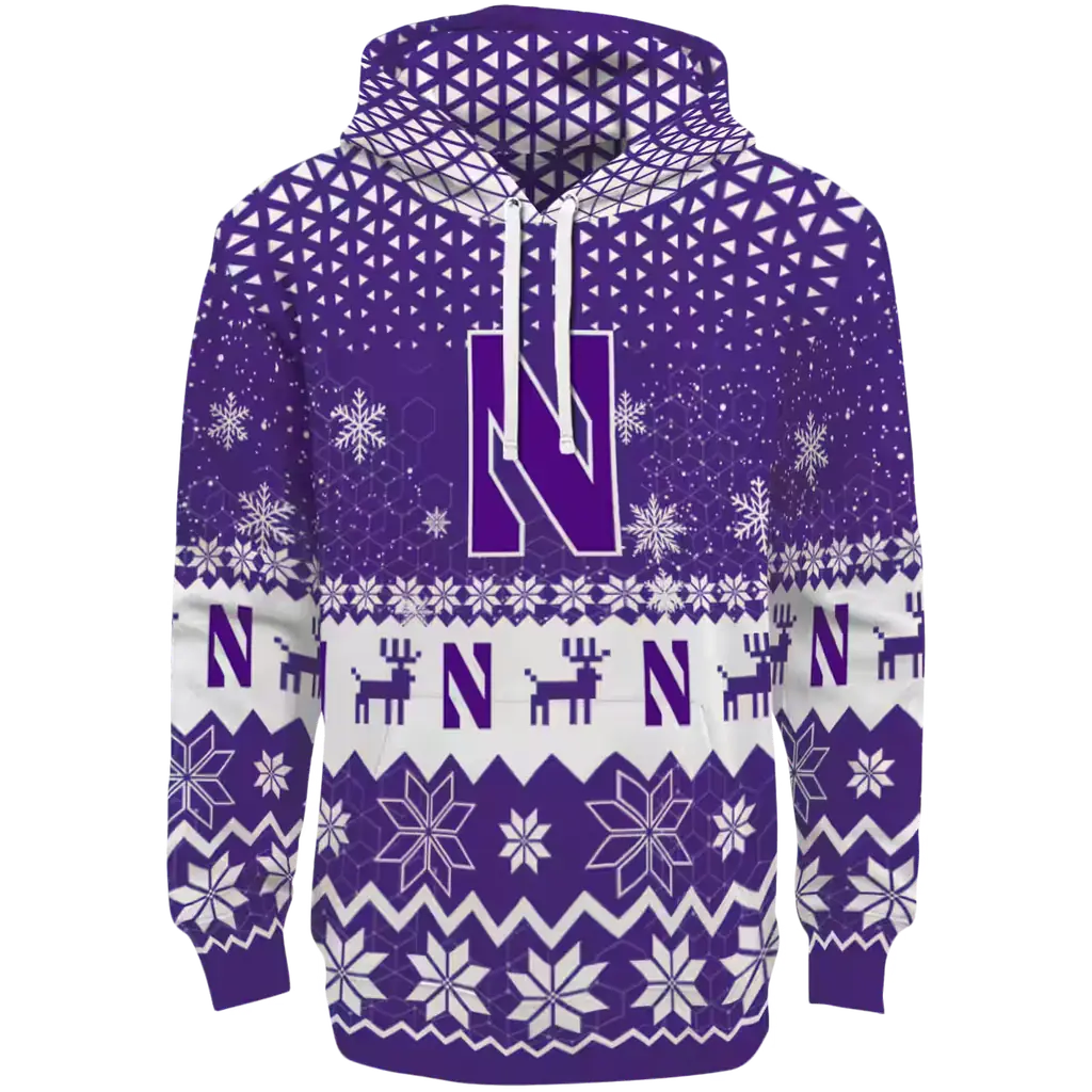 northwestern wildcats reindeer motif purple hoodie best selling northwestern wildcats reindeer motif purple hoodie best selling