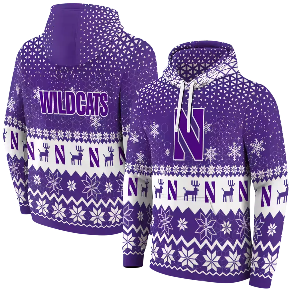 northwestern wildcats reindeer motif purple hoodie fashion forward northwestern wildcats reindeer motif purple hoodie fashion forward