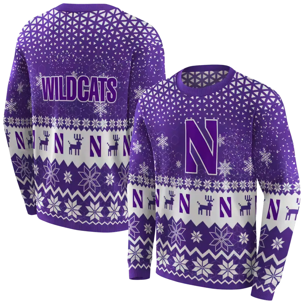 northwestern wildcats reindeer motif purple hoodie premium grade northwestern wildcats reindeer motif purple hoodie premium grade