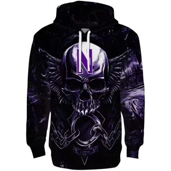 northwestern wildcats skull artwork purple black hoodie best selling