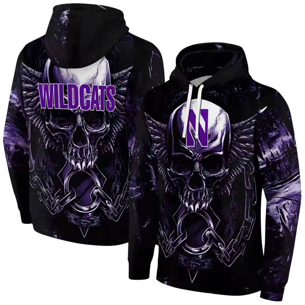 northwestern wildcats skull artwork purple black hoodie fashion forward northwestern wildcats skull artwork purple black hoodie fashion forward