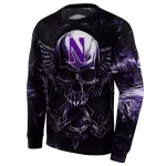 northwestern wildcats skull artwork purple black hoodie best selling