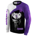 northwestern wildcats skull punisher white black hoodie best selling