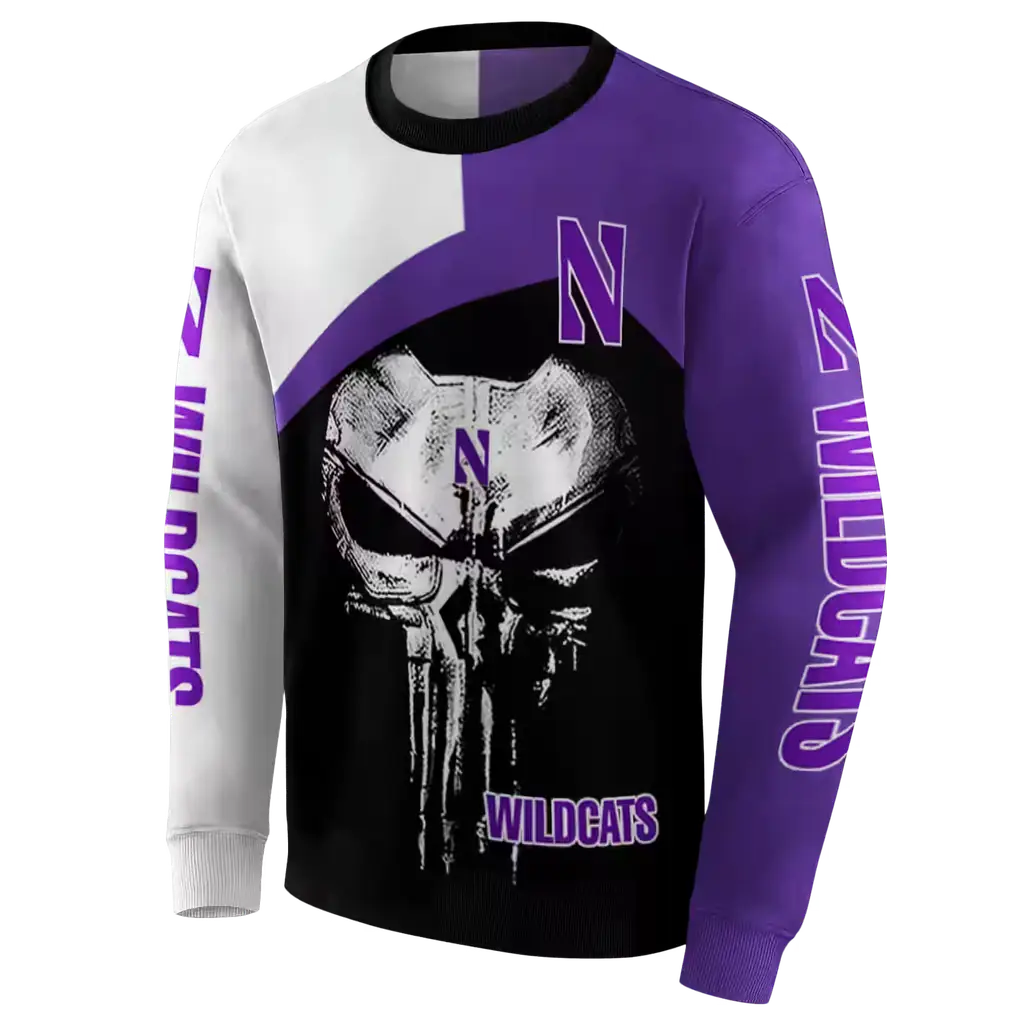northwestern wildcats skull punisher white black hoodie new arrival northwestern wildcats skull punisher white black hoodie new arrival