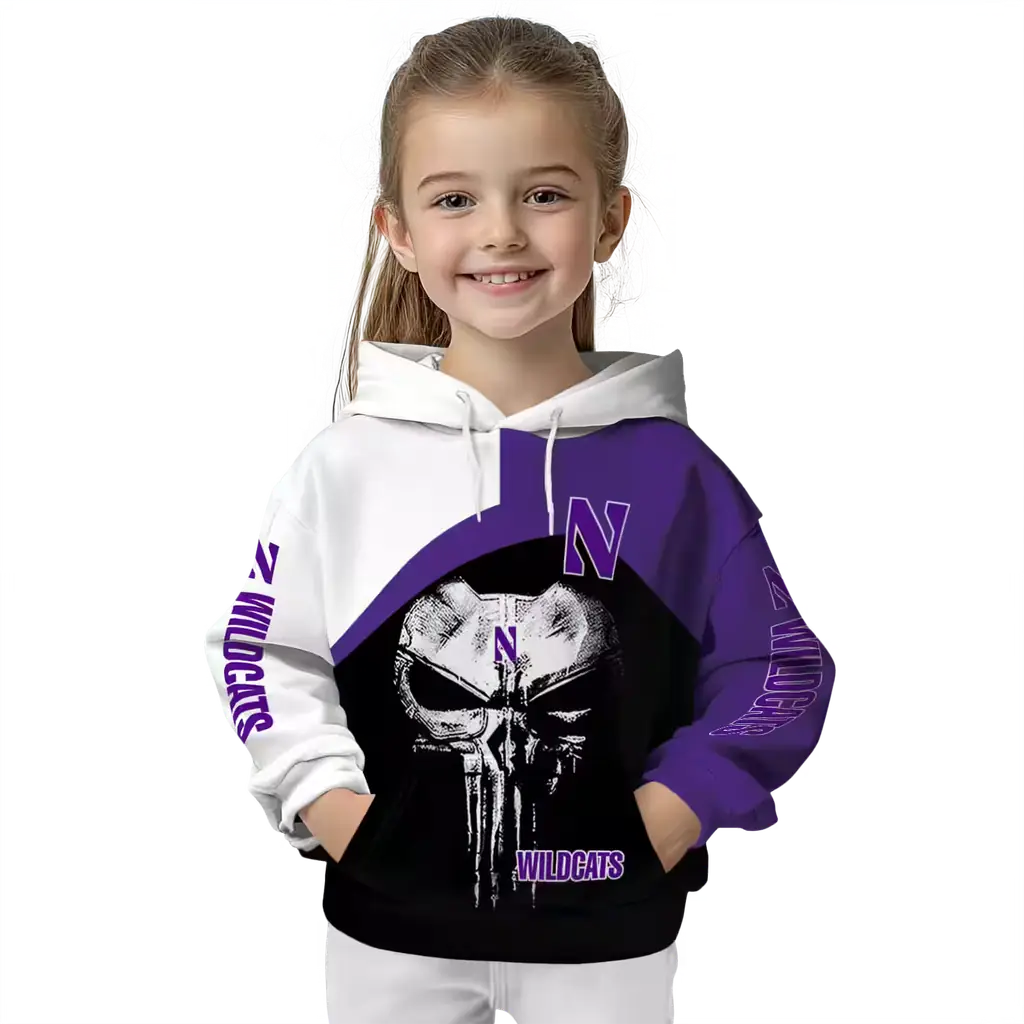 northwestern wildcats skull punisher white black hoodie top rated northwestern wildcats skull punisher white black hoodie top rated