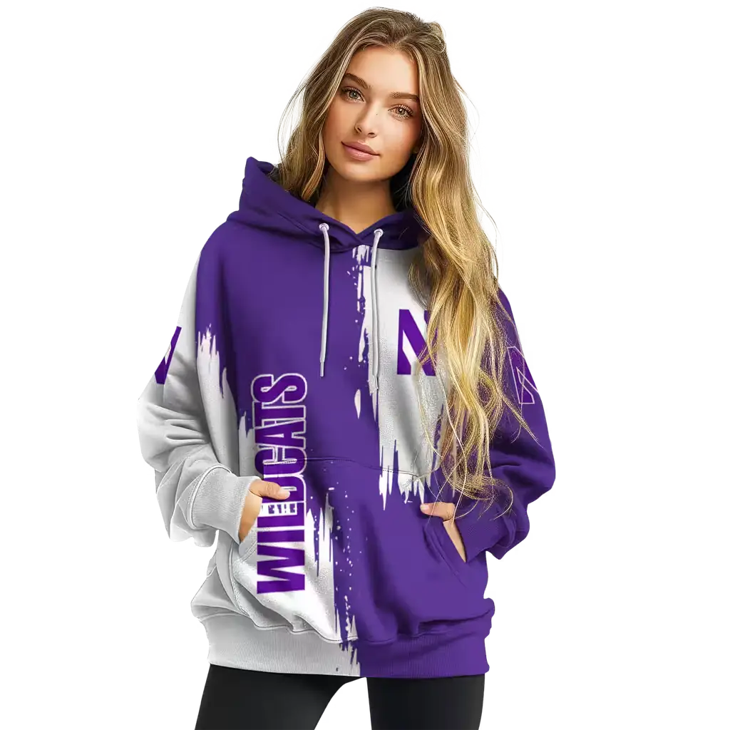 northwestern wildcats splatter effect purple hoodie high quality northwestern wildcats splatter effect purple hoodie high quality