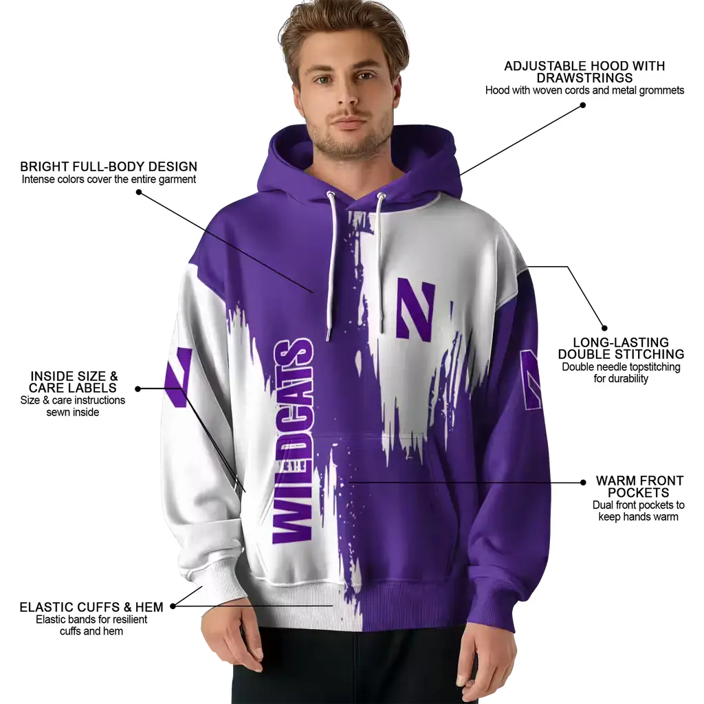 northwestern wildcats splatter effect purple hoodie latest model northwestern wildcats splatter effect purple hoodie latest model