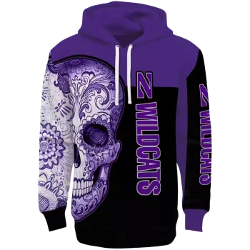 northwestern wildcats sugar skull purple black hoodie best selling