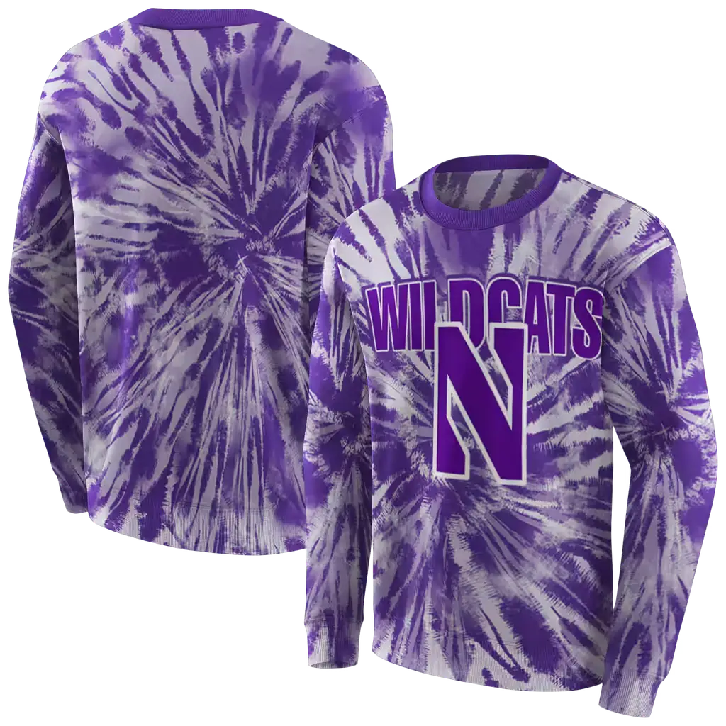 northwestern wildcats tie dye pattern purple hoodie premium grade northwestern wildcats tie dye pattern purple hoodie premium grade