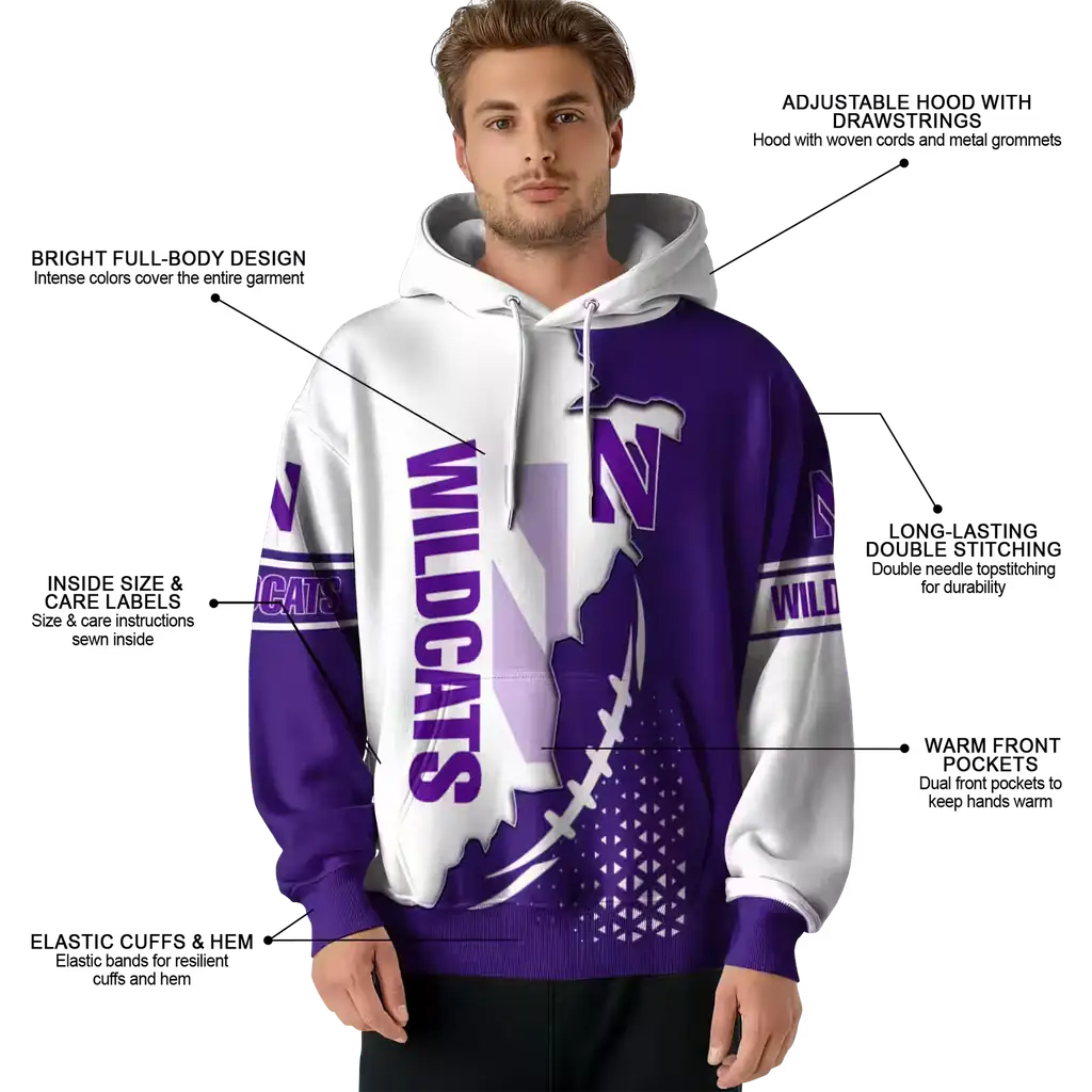 northwestern wildcats triangular pattern purple white hoodie latest model northwestern wildcats triangular pattern purple white hoodie latest model