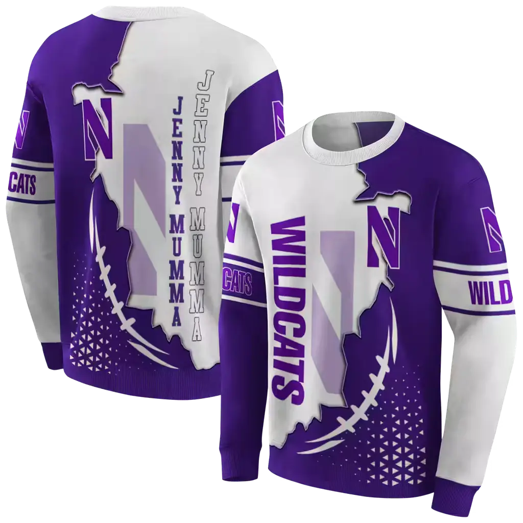 northwestern wildcats triangular pattern purple white hoodie premium grade northwestern wildcats triangular pattern purple white hoodie premium grade