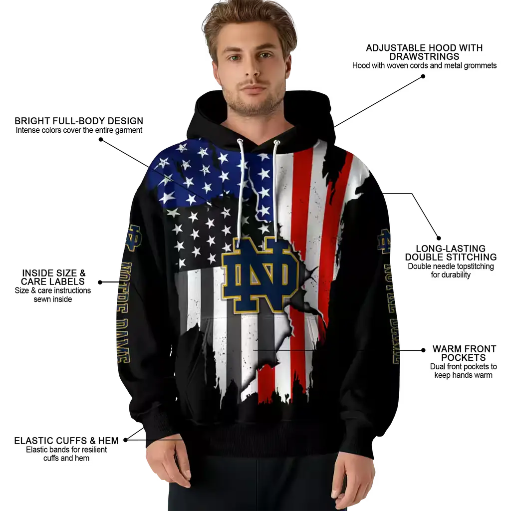 notre dame fighting irish american pride black hoodie latest model notre dame fighting irish american pride black hoodie latest model