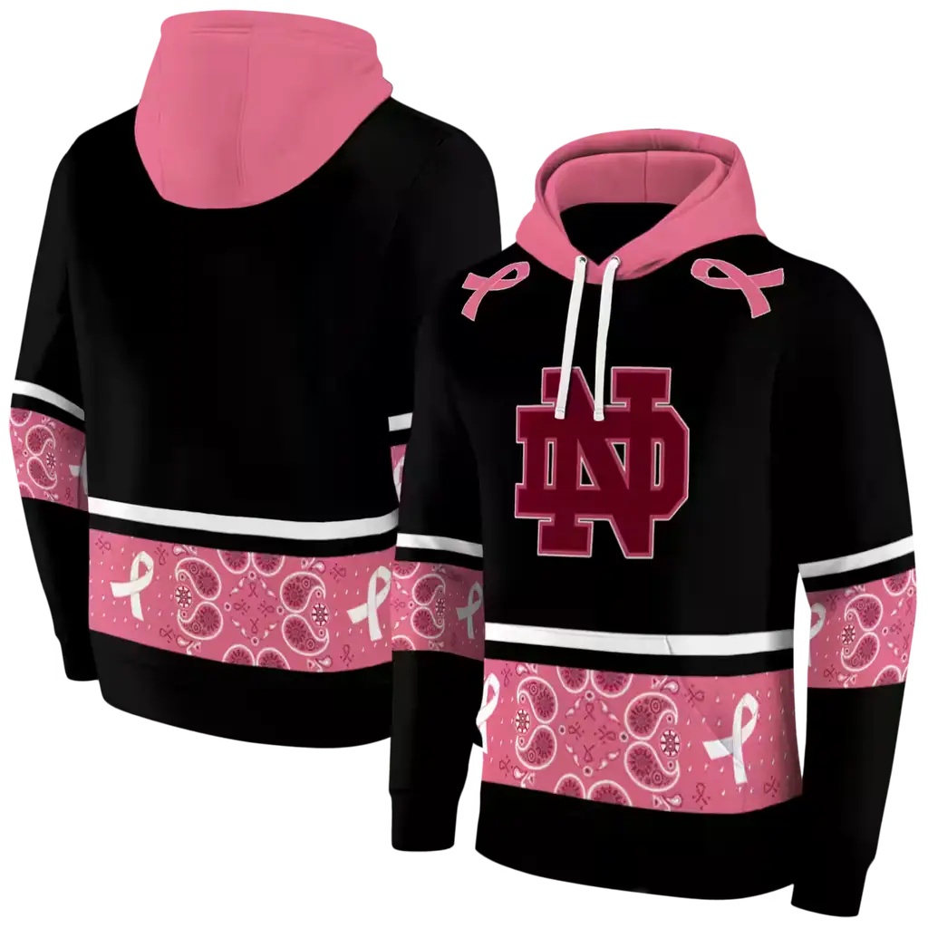 notre dame fighting irish awareness ribbon black pink hoodie fashion forward notre dame fighting irish awareness ribbon black pink hoodie fashion forward