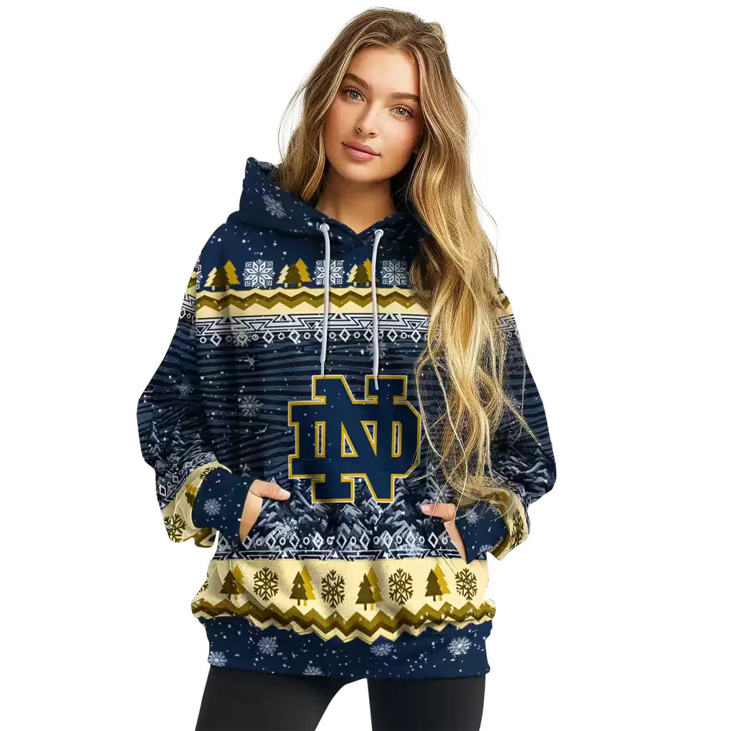 notre dame fighting irish christmas trees navy hoodie high quality notre dame fighting irish christmas trees navy hoodie high quality